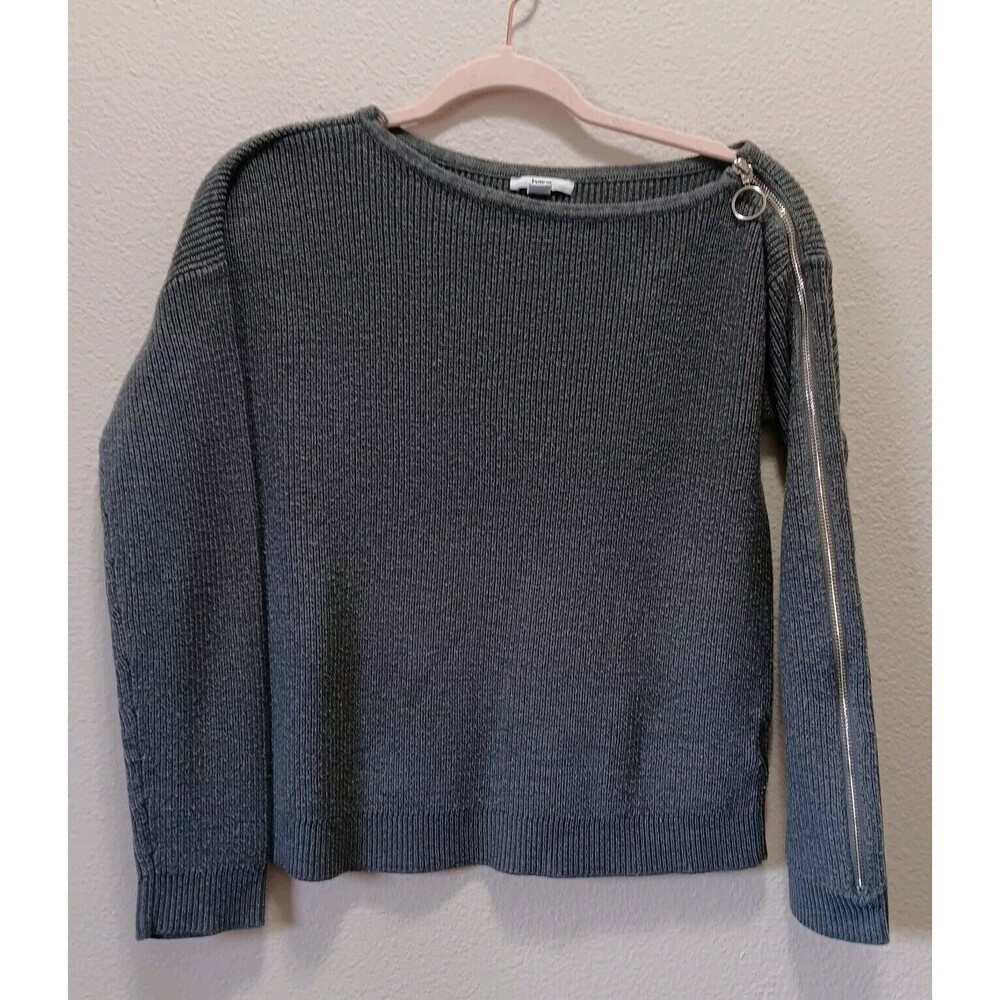 Bar lll Wool Blend Sweater Medium Zip Accent Knit Grey